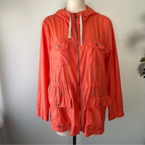GAP Hooded Rain Jacket Utility Windbreaker Orange Size Medium